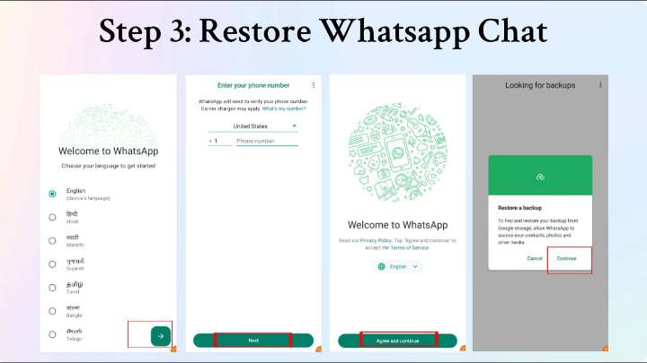 How to remove Meta AI from WhatsApp, Step 4: Restore WhatsApp Chat